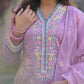  Purple Anarkali Suit Set With Organza Dupatta