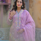  Purple Anarkali Suit Set With Organza Dupatta