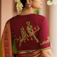 Mehendi Green Pathani Saree With Embroidered Blouse