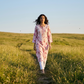 pink and white flower print kurti1