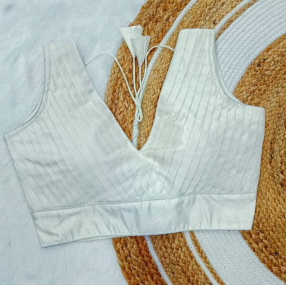 Pleated Shimmer Blouse With Extra Elbow Sleeves