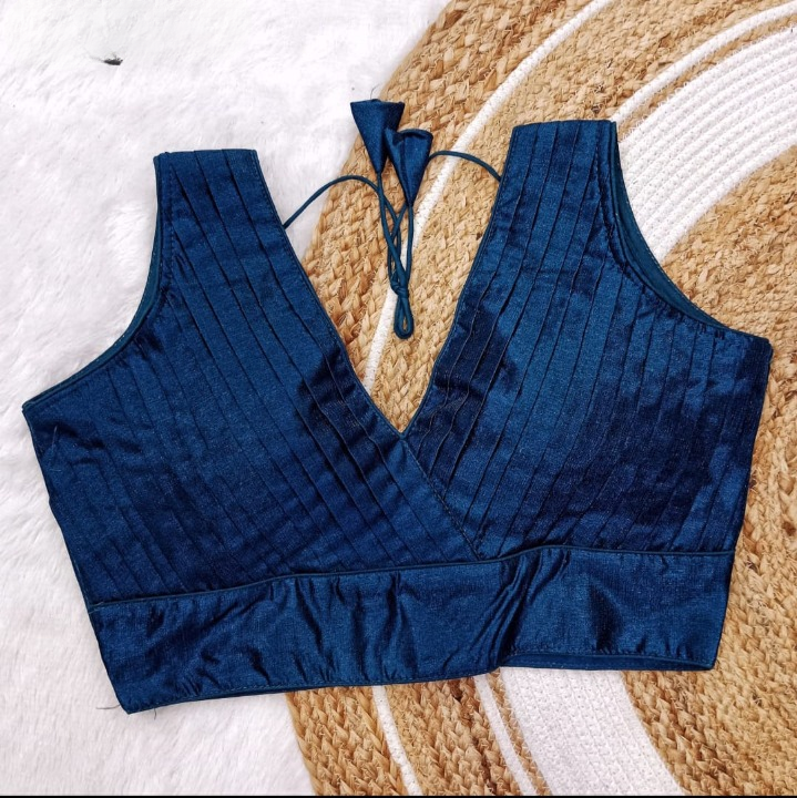 Pleated Shimmer Blouse With Extra Elbow Sleeves