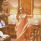 Pastel Brown Woven Zari Border Chiffon Saree