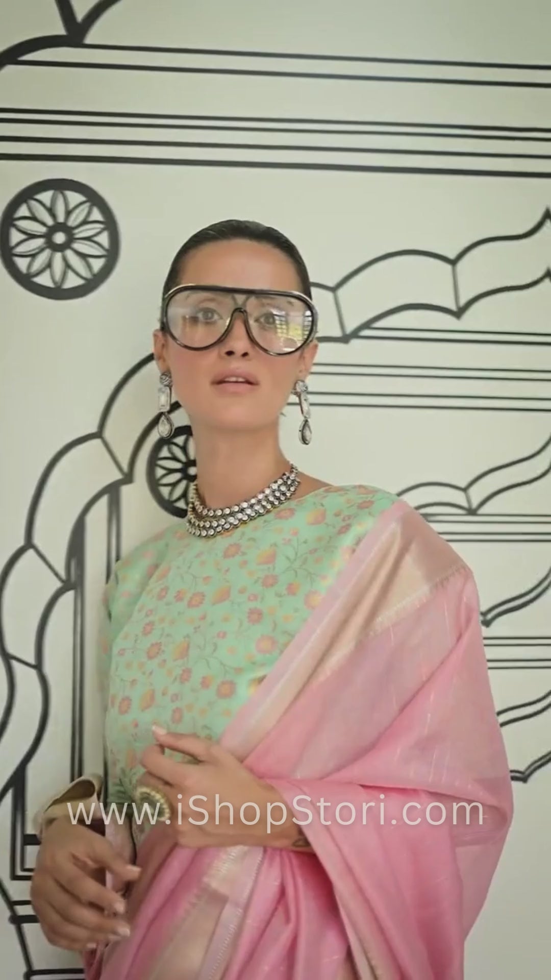 Pastel Pink Woven Zari Border Chiffon Saree