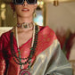 Paris Green Zari Tissue Silk Saree With Temple Border
