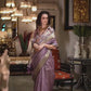 Pastel Lavender Woven Zari Border Chiffon Saree