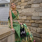 Green Banarasi Silk Saree With Chevron Stripes