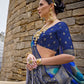 Banarasi Silk Saree With Blue Diamond Palettes