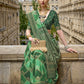 Banarasi Silk Saree With Green Diamond Palettes