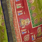 Green & Red Silk Saree With Exotic Art Printed Border
