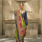 Green & Red Silk Saree With Exotic Art Printed Border