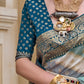 Teal Blue Designer Banarasi Silk Saree
