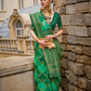 Banarasi Silk Saree With Green Diamond Palettes