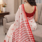 red and white elegent  saree 1