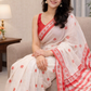 red and white elegent  saree 2