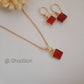 Geetika Glossy Square Stone Neckpiece With Earrings