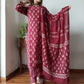 Brown Cotton Printed Straight Suit Set