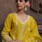 Cadmium Yellow Schiffili Embroidered Three Piece Salwar Suit Set