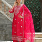 Pink Suit Set With Organza Dupatta