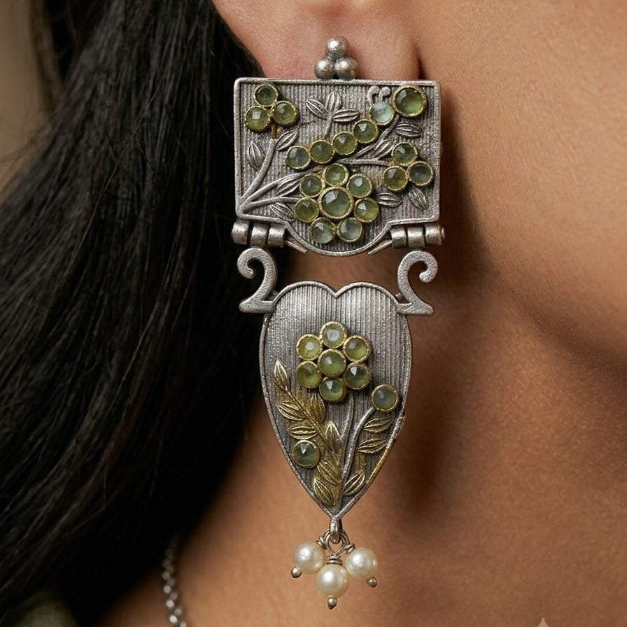 Yashika Silver Lookalike Statement Earrings