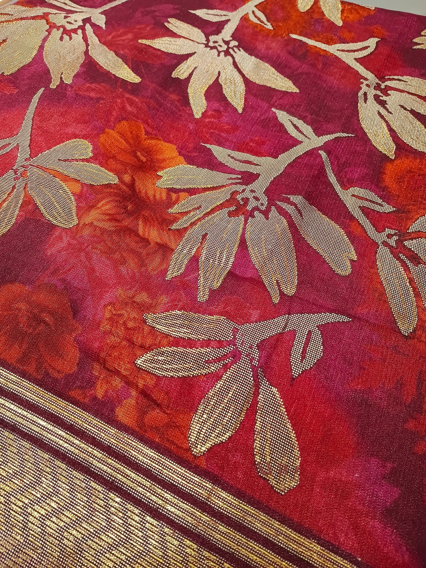 Pink Floral Soft Georgette Saree