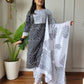 Black & White Cotton Printed Straight Suit Set
