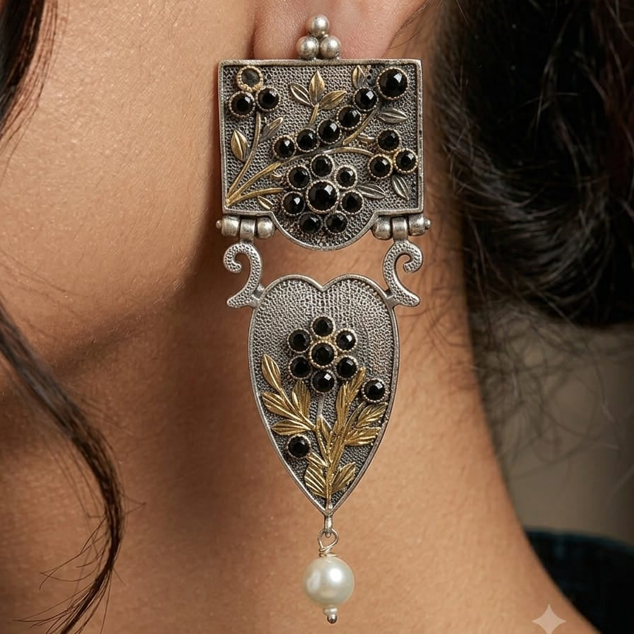 Yashika Silver Lookalike Statement Earrings