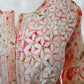 Bloom Printed Peach Cotton Mulmul Chikankari Short Kurti