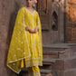 Cadmium Yellow Schiffili Embroidered Three Piece Salwar Suit Set