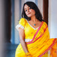 Turmeric Yellow Lotus Handloom Cotton Saree