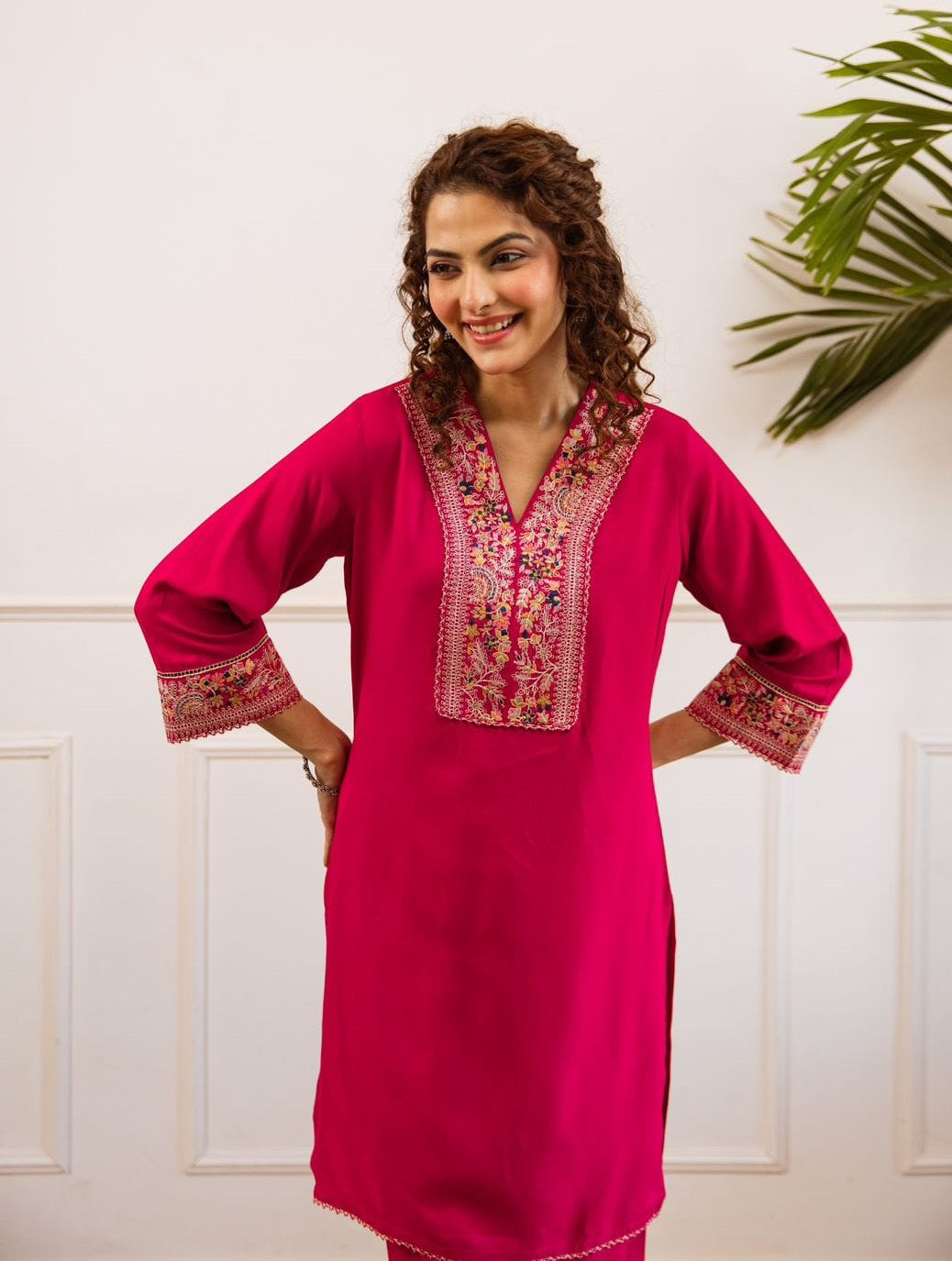 Rani Pink Embroidered Coord Set for women