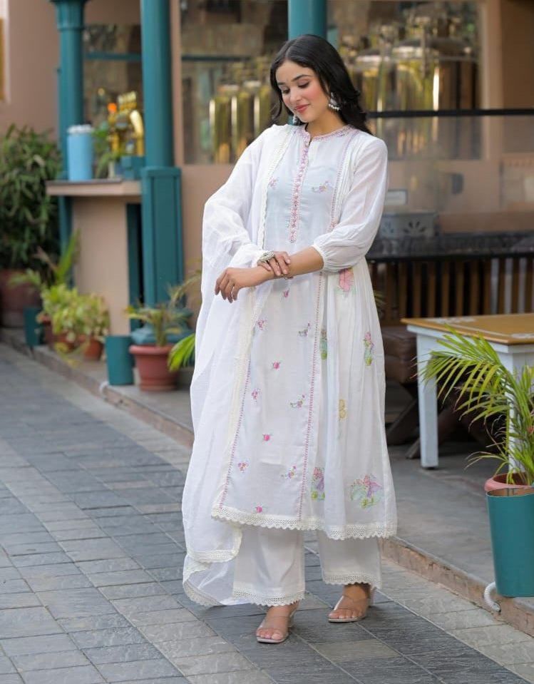 Snow White Mul Cotton Salwar Suit