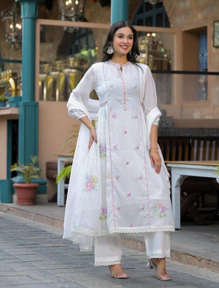 Snow White Mul Cotton Salwar Suit