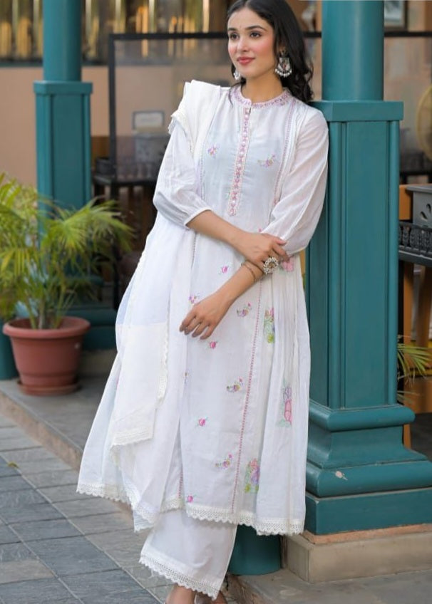 Snow White Mul Cotton Salwar Suit