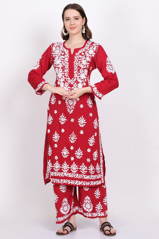 Riya Soft Modal Chikankari Kurti & Palazzo Set