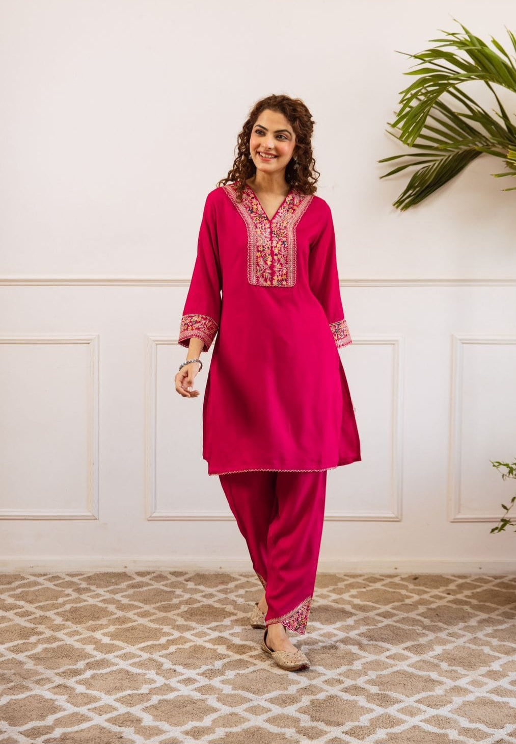Rani Pink Embroidered Coord Set for women