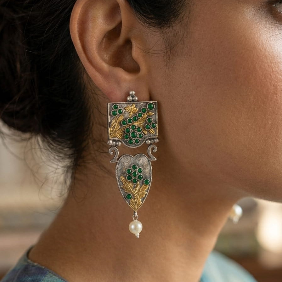 Yashika Silver Lookalike Statement Earrings