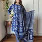 Blue Cotton Printed Straight Suit Set