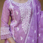 Lavendar Designer Schiffili Embroidered Kurti Set