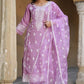 Lavendar Designer Schiffili Embroidered Kurti Set