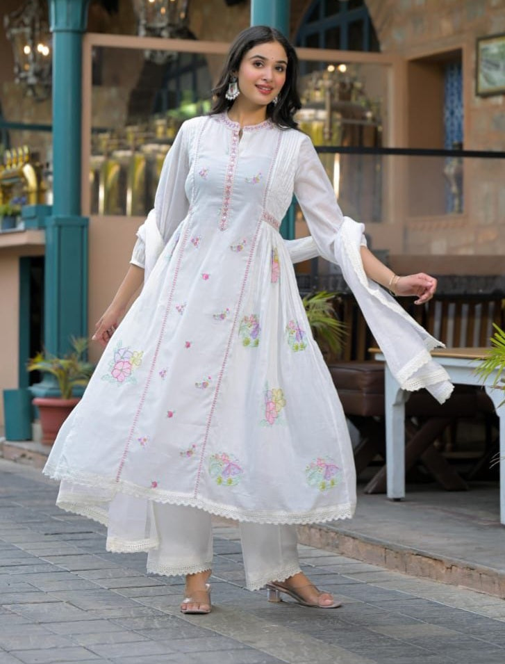 Snow White Mul Cotton Salwar Suit