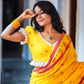 Turmeric Yellow Lotus Handloom Cotton Saree
