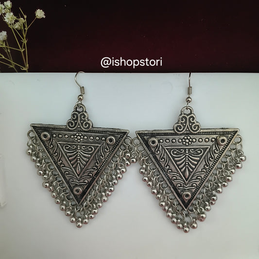 STORI Triangle Oxidised Earrings Online
