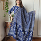 Blue Cotton Printed Straight Suit Set
