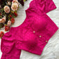 Hakoba Pure Cotton Solid Color Blouse With Puff Sleeves