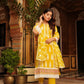 Bright Yellow Designer Schiffili Embroidered Kurti Set