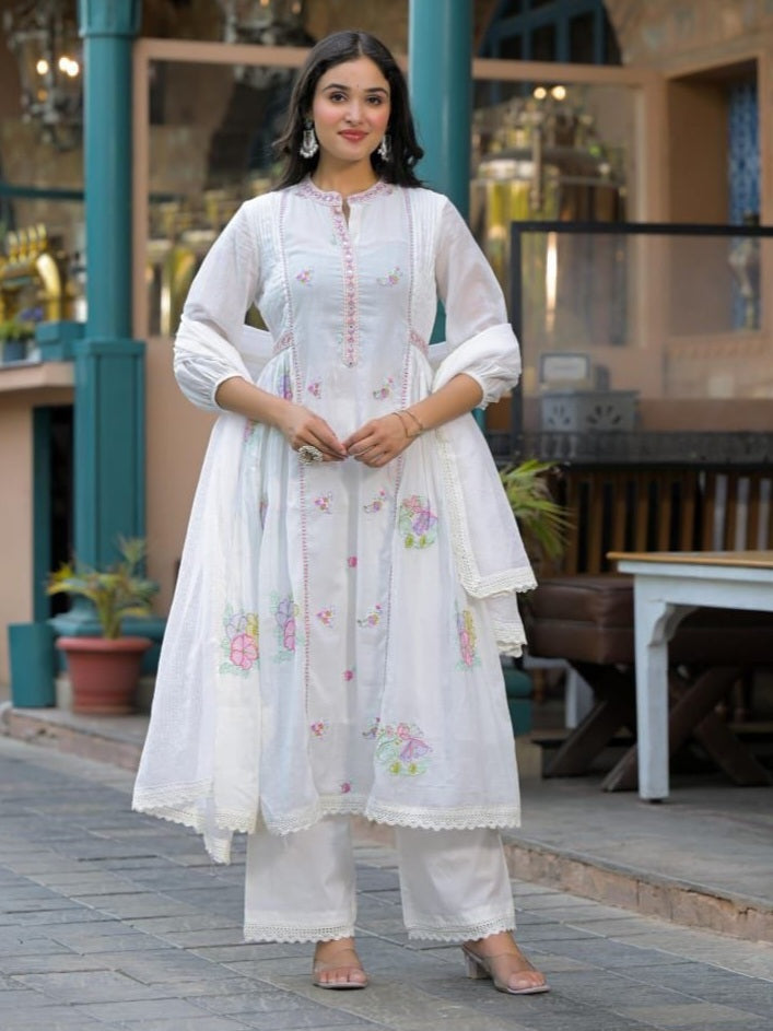 Snow White Mul Cotton Salwar Suit