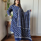 Blue Cotton Printed Straight Suit Set