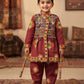 Traditional Red Gujarati Kedia Dress for Boys