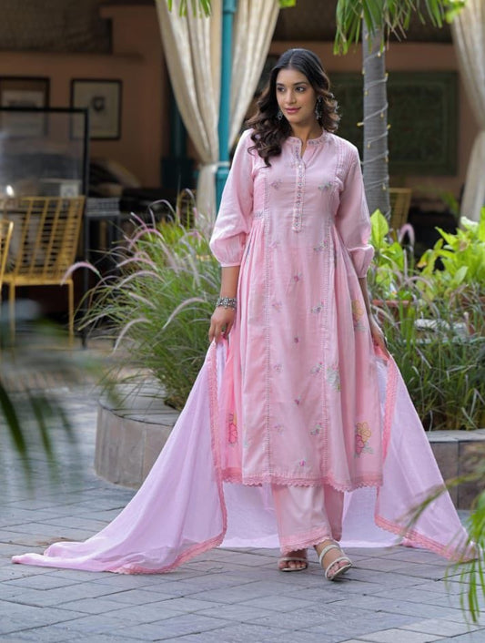 Pastel Pink Mul Cotton Salwar Suit